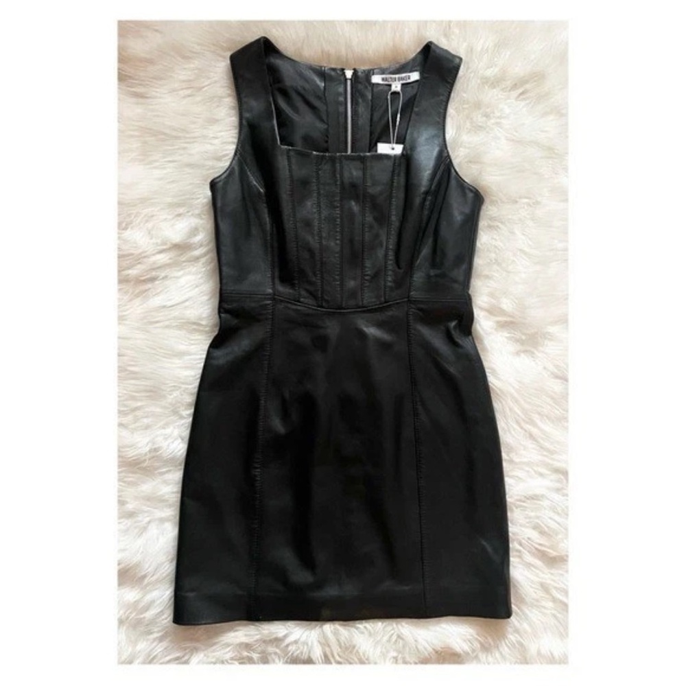 New! NWT WALTER BAKER Corset Leather Sheath Mini Dress